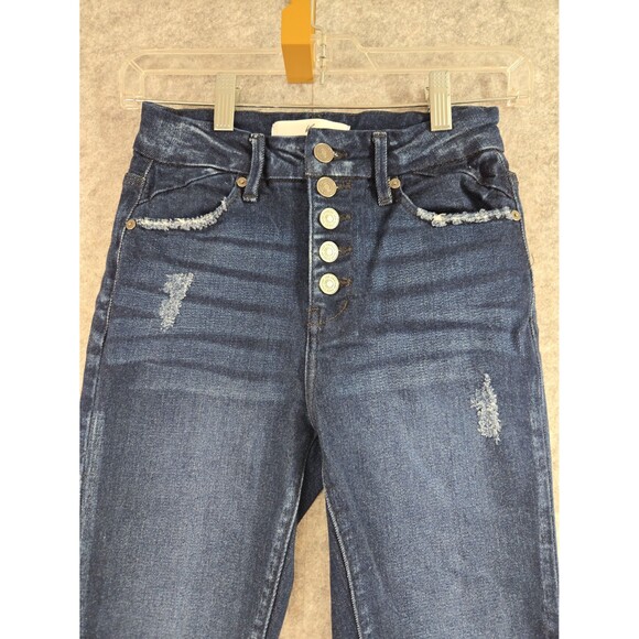 Kancan Estilo Super Skinny Button Fly High Rise Stretchy Distressed Jeans 1/24 - Picture 2 of 12